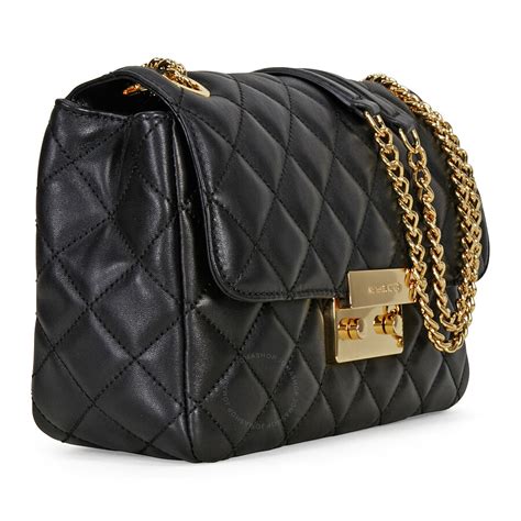 michael kors black leather satchel handbag|michael kors black quilted handbags.